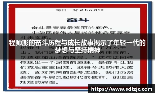 程帅澎的奋斗历程与成长故事揭示了年轻一代的梦想与坚持精神